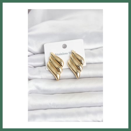 EN-CAG 316L Çelik Gold Renk Motif Model Kadın Küpe BSS