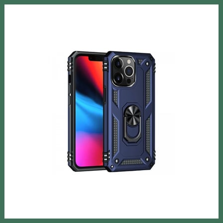 EN-CAG iPhone 14 Pro Uyumlu Kılıf Sofya Yüzüklü Silikon Kapak - Lacivert BSS