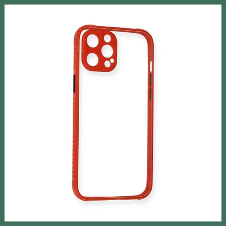EN-CAG iPhone 12 Uyumlu Kılıf Miami Şeffaf Silikon - Kırmızı BSS