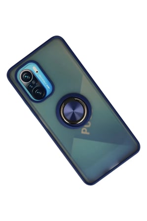EN-CAG Redmi K40 Uyumlu Kılıf Montreal Yüzüklü Silikon Kapak - Lacivert BSS
