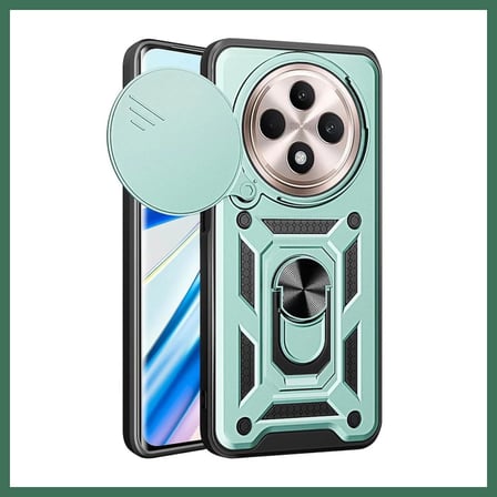 EN-CAG Redmi 14C Uyumlu Kılıf Pars Lens Yüzüklü Silikon - Yeşil BSS