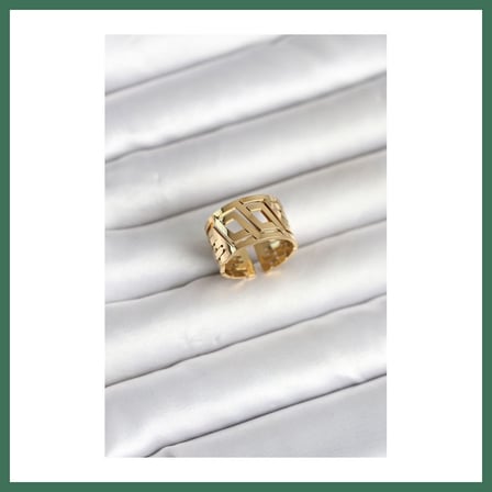 EN-CAG 316L Çelik Gold Renk Geometrik Model Kadın Yüzük BSS
