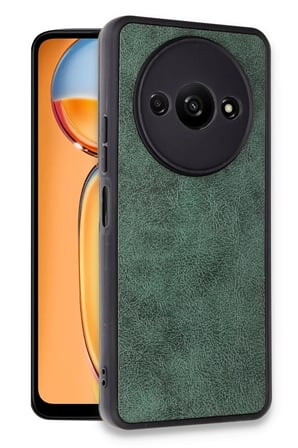 EN-CAG Redmi A3 4G Uyumlu Kılıf Aras Deri Kapak - Koyu Yeşil BSS