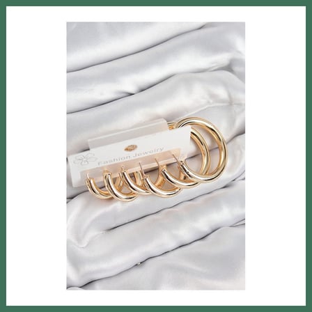EN-CAG Pirinç Halka Model Gold Renk Kadın Set Küpe BSS