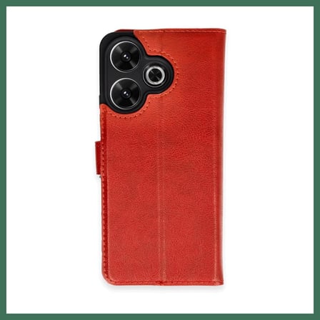 EN-CAG Redmi 13 4G Uyumlu Kılıf Trend S Plus Kapaklı Kılıf - Kırmızı BSS