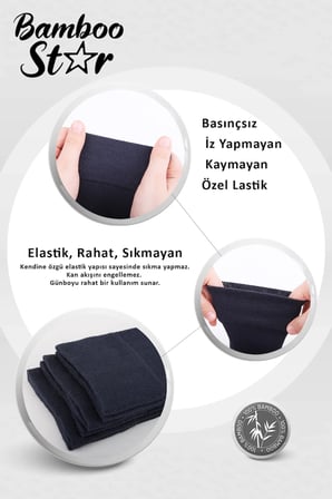 Bambu Erkek Soket Uzun Düz Füme Dikişsiz 3'Lü Premium Kutulu Çorap