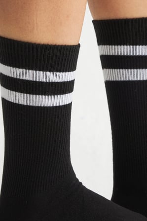 Bambu Kadın Siyah Kaydırmaz Taban Silikon Baskı Yoga Fitness Pilates Bale Dans Tenis Çorabı 3'lü