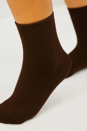 Bambu Kadın Koyu Kahve Lastiksiz Soket Dikişsiz Premium Çorap 3'Lü Paket Sıkmayan Çorap / İ̇Z Bırakmaz