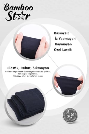 Bambu Erkek Soket Uzun Düz Beyaz Çorap Dikişsiz 6'Lı Premium Kutulu