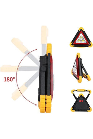 Güneş Enerjili LED Trafik Reflektörü - Üçgen, Acil Durum Flaşörü, 5 Aydınlatma Modu, Uzun Ömürlü