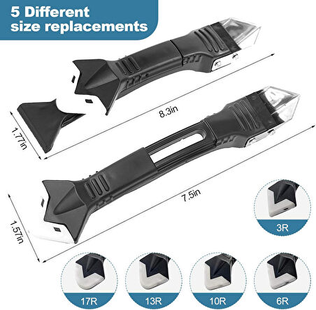5 Başlıklı Derz Kazıyıcı ve Silikon Çekme Aparatı - Çok Fonksiyonlu Kazıyıcı, Sıyırıcı ve Uygulayıcı