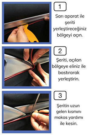 Araba Oto Dekorasyon Şeridi ve Uygulama Aparatı - Kauçuk Elastik Kolay Kurulum 5 Metre Şerit Bant mavi