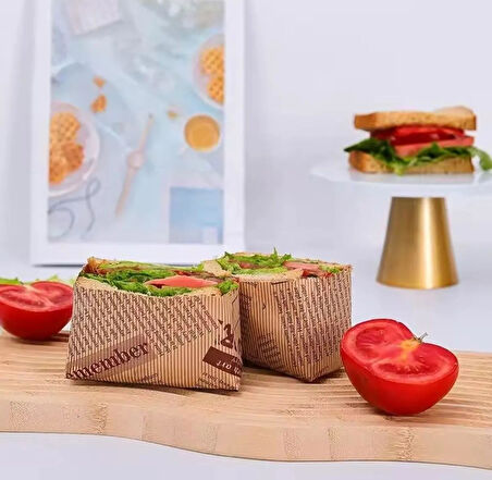 Busstier Vintage Gazete Desenli Yağlı Kağıt – 50 Adet Kendinden Desenli Mutfak Sunum Kağıdı