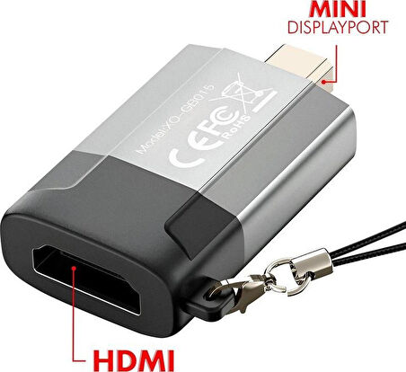 Busstier Mini DisplayPort (Mini DP) to HDMI Dönüştürücü Adaptör – 4K Video Çıkışı