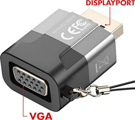 DP to VGA Çevirici Adaptör – 1080P Yüksek Çözünürlüklü, Tak & Çalıştır, Mini Portatif Dönüştürücü