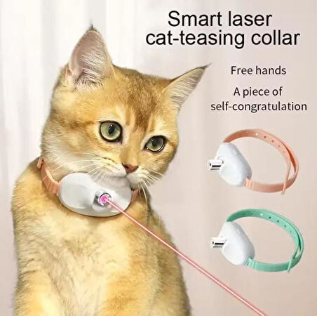 Akıllı Lazer Kedi Tasması – Otomatik Hareketli Işıklı Kedi Oyuncağı, USB Şarjlı