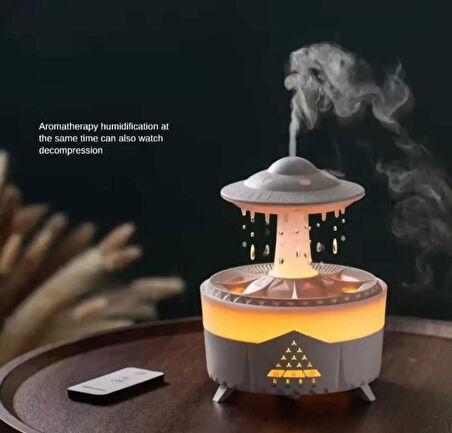 UFO Şekilli Aromaterapi Hava Nemlendirici  350 ml LED Işıklı Ultra Sessiz Buhar Makinesi, Kumandalı