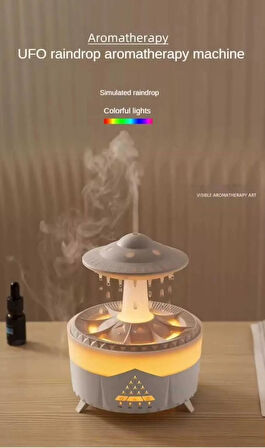 UFO Şekilli Aromaterapi Hava Nemlendirici  350 ml LED Işıklı Ultra Sessiz Buhar Makinesi, Kumandalı