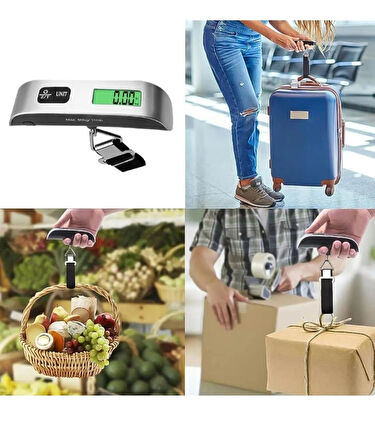 Dijital Valiz Bagaj Tartısı 50Kg LCD Ekranlı Sıcaklık Ölçerli Seyahat Kantarı