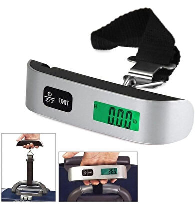 Dijital Valiz Bagaj Tartısı 50Kg LCD Ekranlı Sıcaklık Ölçerli Seyahat Kantarı