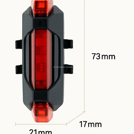 USB Şarjlı Su Geçirmez LED Bisiklet Arka Lambası – 5 Modlu Kompakt Güvenlik Işığı