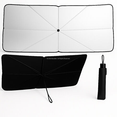 Katlanabilir Şemsiye Tipi Güneşlik 140x80 cm UV Koruma Isı Yalıtımı Kolay Kurulum