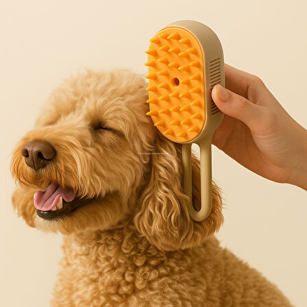 Buharlı Kedi ve Köpek Tarağı 3'ü 1 Arada Masaj Tüy Toplama USB Şarjlı Tarak Fırça