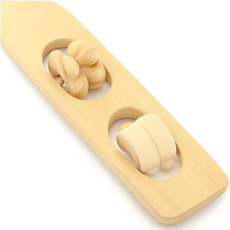 Masaj Tekerli Doğal Ahşap Sırt Kaşıyıcı 47x4 cm – Ergonomik El Yapımı Kaşıma Aleti