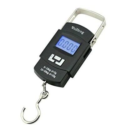 Busstier 50Kg LCD Dijital Bagaj Tartısı Pilli El Terazisi Seyahat Balık Tartma Terazisi