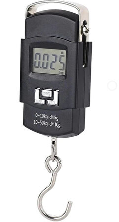 Busstier 50Kg LCD Dijital Bagaj Tartısı Pilli El Terazisi Seyahat Balık Tartma Terazisi