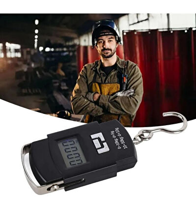 Busstier 50Kg LCD Dijital Bagaj Tartısı Pilli El Terazisi Seyahat Balık Tartma Terazisi