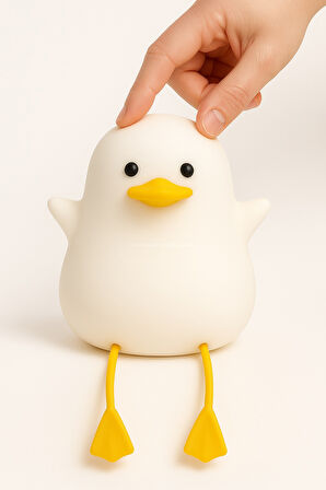 Ördek Figürlü Silikon RGB Dokunmatik Gece Lambası USB Şarjlı Loş Işık Bebek Odası