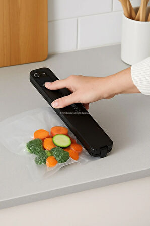 Vakumlu Gıda Mühürleme Makinesi Siyah 90W - Tazelik Koruma + 10 Adet Vakum Poşeti Hediyeli