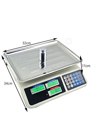 40 Kg Paslanmaz Çelik Dijital Terazi Market Manav Kasap İçin LCD Ekranlı Tartı