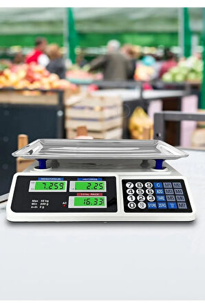 40 Kg Paslanmaz Çelik Dijital Terazi Market Manav Kasap İçin LCD Ekranlı Tartı