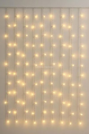 Perde Led Işık 3x3m 300 LED Uzaktan Kumandalı Sıcak Beyaz Dekoratif Aydınlatma