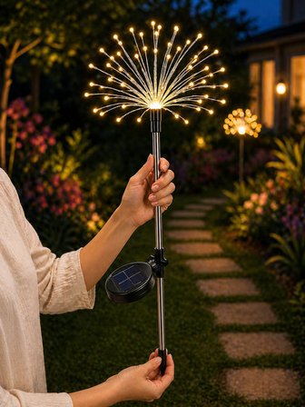 Saçak Model Solar Bahçe Lambası Güneş Enerjili LED Dış Mekan Aydınlatma 2li Set 95 cm