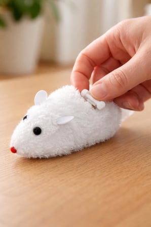 Çok Renkli Pilsiz Kurmalı Fare Kedi Oyuncağı Hareketli İnteraktif Av Oyunu, Peluş Fare Yumuşak Doku