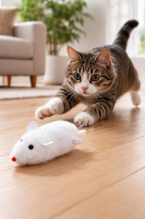 Çok Renkli Pilsiz Kurmalı Fare Kedi Oyuncağı Hareketli İnteraktif Av Oyunu, Peluş Fare Yumuşak Doku