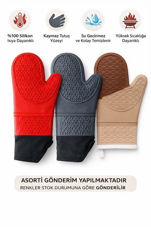 Busstier %100 Silikon Fırın Eldiveni | Yanmaz, Kaymaz ve Su Geçirmez Mutfak Tutacağı