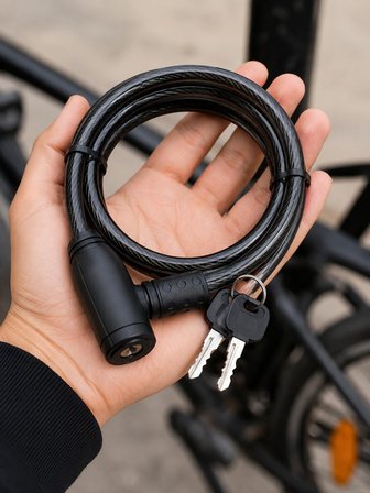65cm 7mm Çelik Kablo Bisiklet Kilidi Anahtarlı Scooter Motosiklet Güvenlik Kilidi