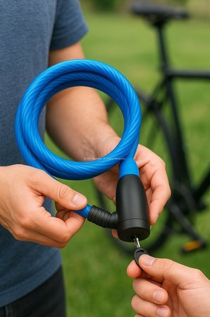 Bisiklet Kilidi 80 cm Uzunluk 12 mm Çelik Gövde Su Geçirmez PVC Kaplama ve Yedek Anahtarlı