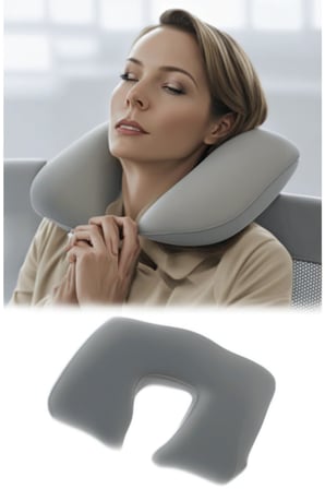 Şişme Seyahat Yastığı Boyun Destekli Ergonomik ve Hafif Gri (BSY-01)
