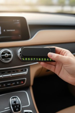 Kayar Kapaklı Araç Park Numaratörü: Gizlenebilir Torpido Üstü Telefon Numarası Kartı
