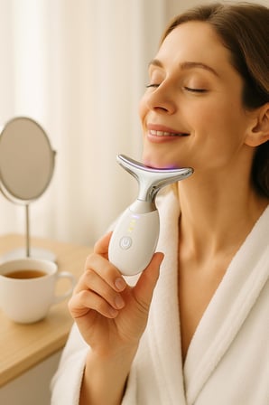 Mikro Akımlı EMS Yüz Ve Boyun Sıkılaştırıcı Cihaz Şarjlı LED Gösterge, Şarjlı Gıdı Giderici Güzellik