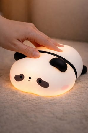 Busstier Tembel Panda Silikon RGB Dokunmatik USB Şarjlı Bebek Çocuk Gece Lambası