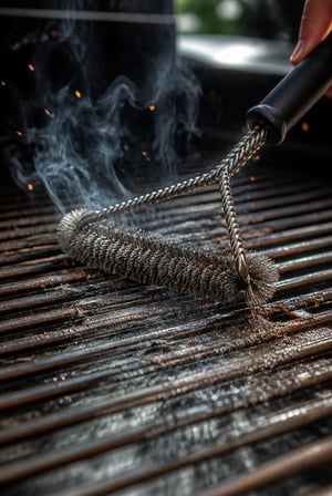 Barbekü ve Mangal Temizleme Fırçası, Üçgen Başlıklı Paslanmaz Çelik Tel, 30 x 16,5 cm