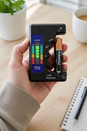 Universal Pil Test Cihazı, Dijital Pil Ölçer ve Pil Kontrol Cihazı, Alkalin ve Düğme Piller İçin