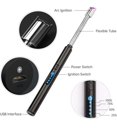 Esnek Uçlu USB-C Şarjlı Elektrikli Ark Çakmak ve Barbekü Ateşleyici
