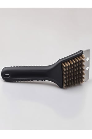 Paslanmaz Çelik Mangal Temizlik Fırçası, Metal Kazıyıcı Uçlu 2'si 1 Arada Ergonomik Saplı Barbekü
